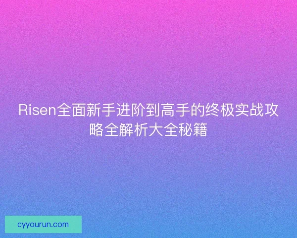 Risen全面新手进阶到高手的终极实战攻略全解析大全秘籍