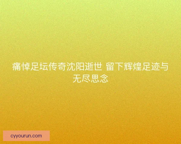 痛悼足坛传奇沈阳逝世 留下辉煌足迹与无尽思念